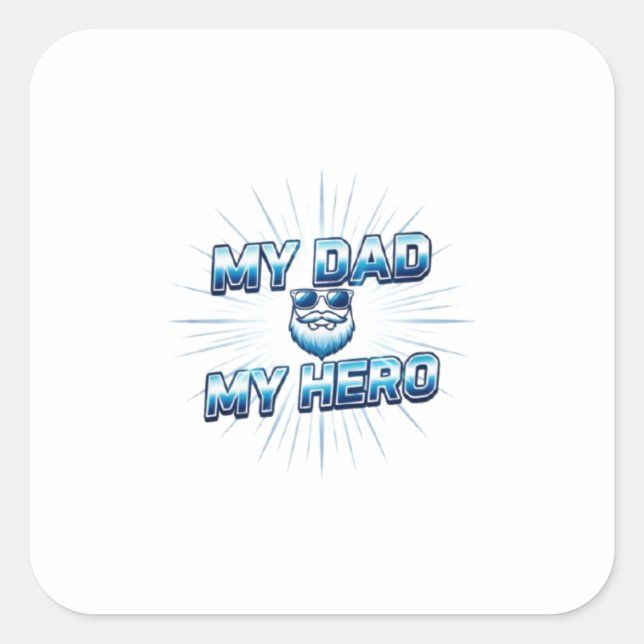 Mon Papa Mon Héros Autocollant Bleu Cool | Cadeau  (Devant)