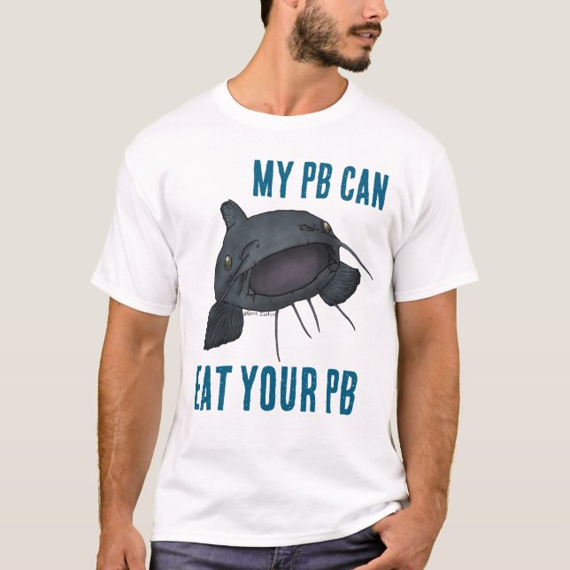 « MON PB PEUT MANGER VOTRE PB » T-shirt chat bleu (Devant)