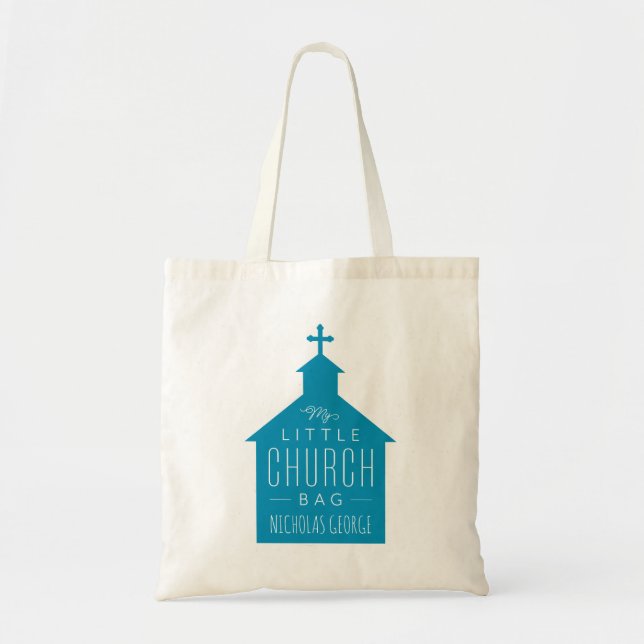 Mon petit sac d'église fourre-tout pour enfant ble (Devant)