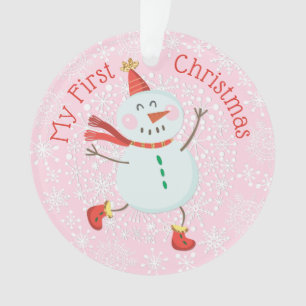 Mon premier Noël Baby Photo Snowman Snowflakes