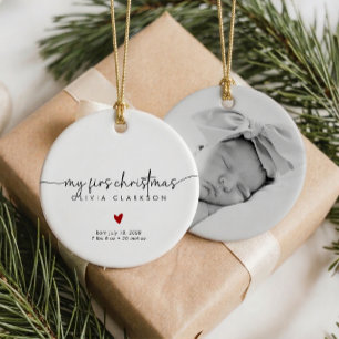 Mon Premier Noël Bébé Statistiques Ornement Photo