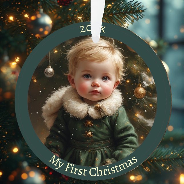 Mon premier Noël Madonna Photo personnalisé de béb (My First Christmas Madonna Personalized Baby Photo Ornament)