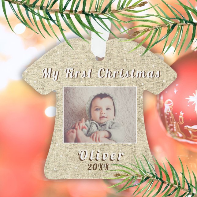 Mon premier Noël Rustique Photo de bébé (Créateur téléchargé)
