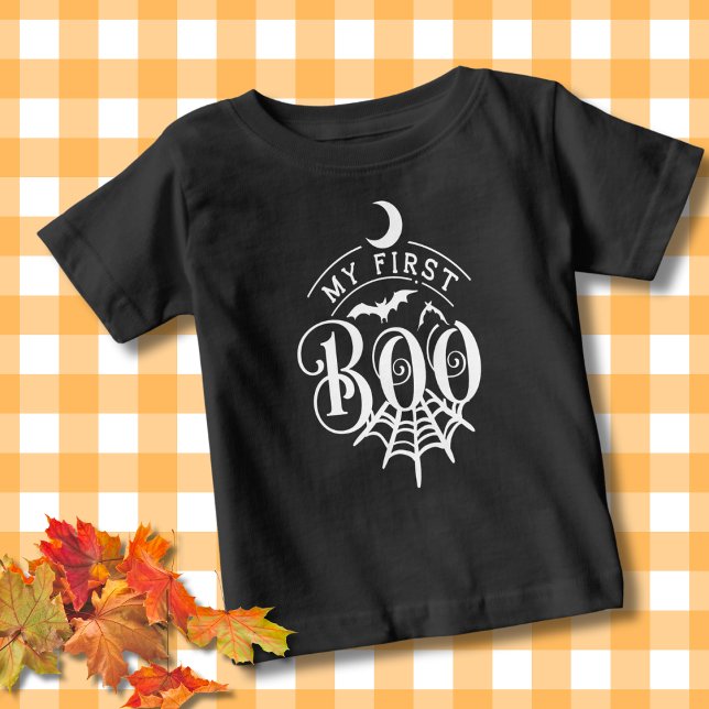 Mon premier T-shirt Bébé Boo Black Halloween (Créateur téléchargé)