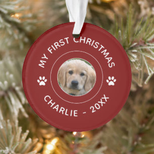 Mon prénom Noël Photo Fun Chien Maman Papa Rouge