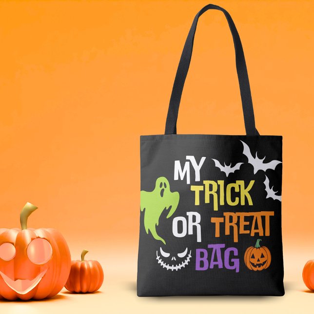 Mon sac à coller ou à traiter Halloween Éffrayant  (My Trick Or Treat Bag Quote Halloween Tote Bag)