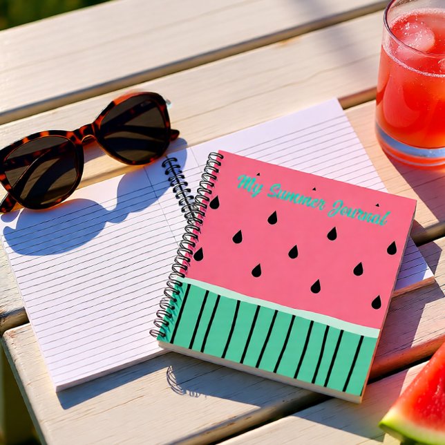 Mon Summer Journal carnet de pastèque rose (Watermelon Summer Journal – Cute Pink & Mint)