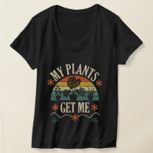Mon T-Shirt Col V Femme Mes Plantes Me Comprennent