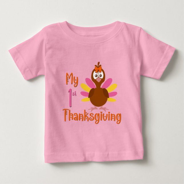 Mon T-Shirt de Bébé Fille pour le 1er Thanksgiving (Devant)