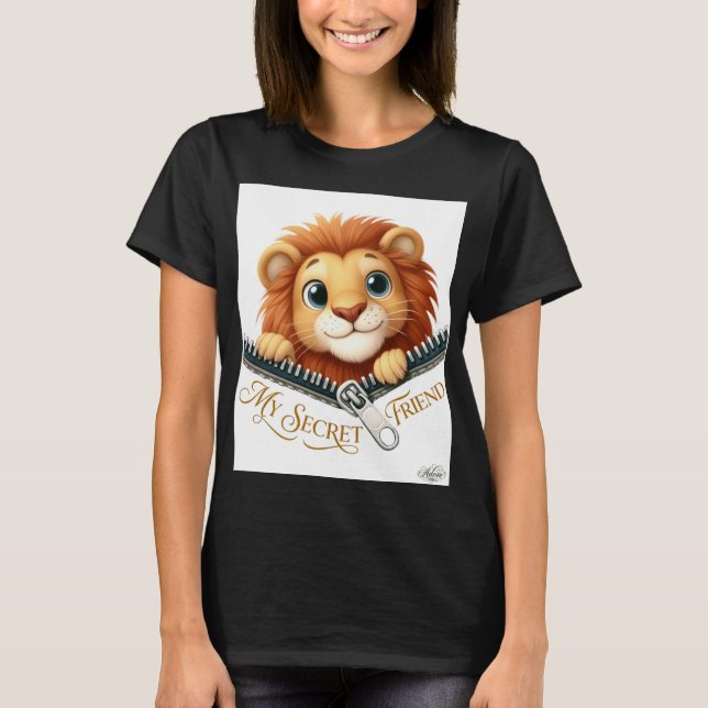 Mon T-Shirt Femme Lion Mignon à Fermeture Éclair A (Devant)