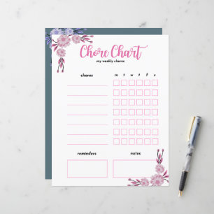 Mon tableau hebdomadaire de corvées - floral à dou
