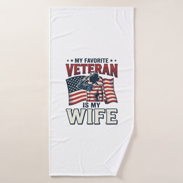 Mon vétéran préféré est ma femme T-shirt patriotiq (Serviette de bain)