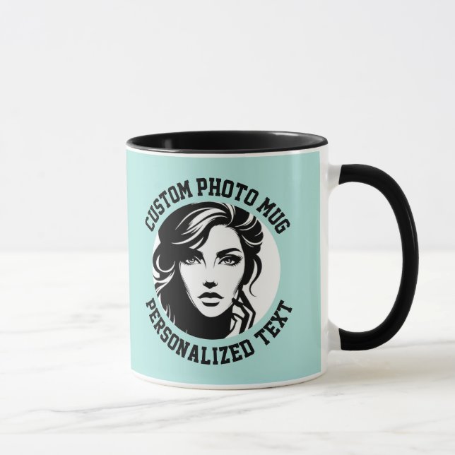 Mon visage sur un mug combo personnalisé TURQUOISE (Droite)