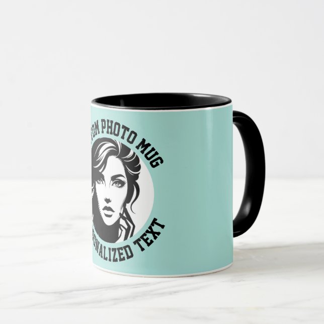 Mon visage sur un mug combo personnalisé TURQUOISE (Devant droit)