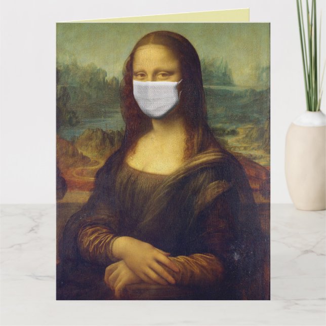 MONA LISA AVEC CARTE D'ANNIVERSAIRE MASK FUNNY (Devant)