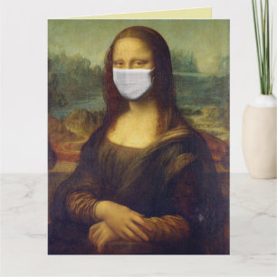 MONA LISA AVEC CARTE D'ANNIVERSAIRE MASK FUNNY