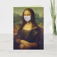 MONA LISA AVEC CARTE D'ANNIVERSAIRE MASQUE MÉDICAL