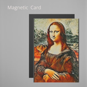 Mona Lisa dans les couleurs chaudes carte magnétiq