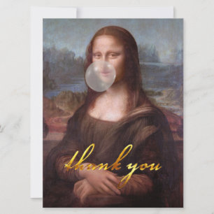 Mona Lisa soufflant un bubble gum gris