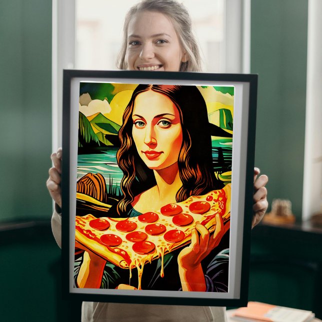 Mona Lisa's Pizza Moment - Poster brillant (Créateur téléchargé)