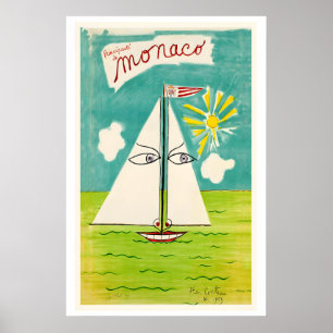 Monaco 1959 France Ancien Affiche de Voyage par Je
