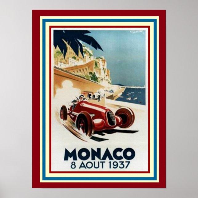 Monaco 8 Aout 1937 Poster 12 x 16 (Devant)