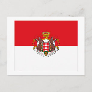 Monaco Drapeau avec carte postale COA