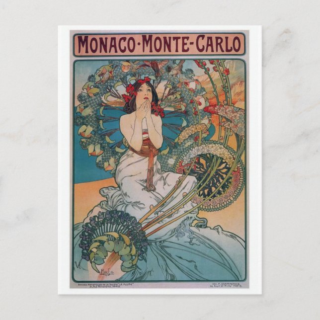 Monaco Monte Carlo Art Nouveau Carte postale Vinta (Devant)