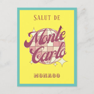 Monaco Monte Carlo Retro Vintage jaune Carte posta