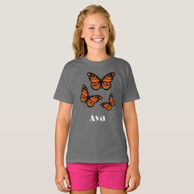 Monarch Butterfly Design - T-shirt de base pour fi (Devant entier)