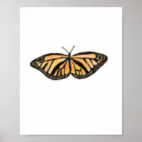 Monarque Papillon Peinture Silhouette Poster