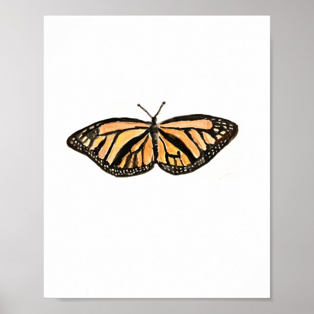 Monarque Papillon Peinture Silhouette Poster (Devant)