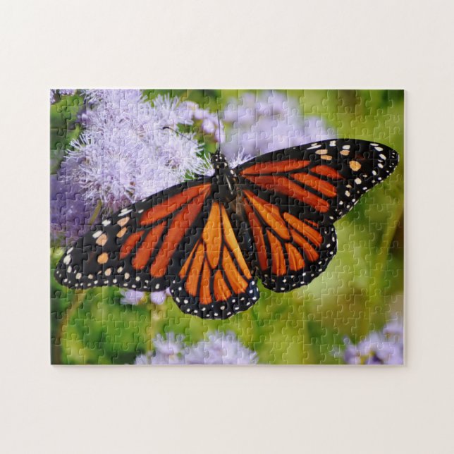 Monarque Papillon Purple Fleurs Puzzle (Horizontal)