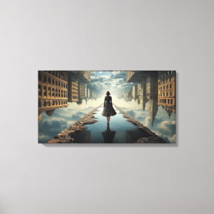 Monde à l'envers Impression sur toile tendue