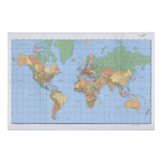 Monde Cartes, affiche de carte imprimée