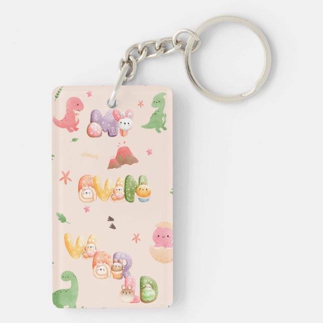 Monde de dinosaures mignons | Porte-clés en acryli (Dos)