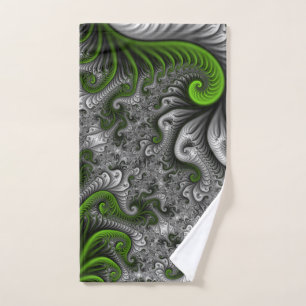 Monde Fantastique Art Fractal Abstrait Vert Et Gri