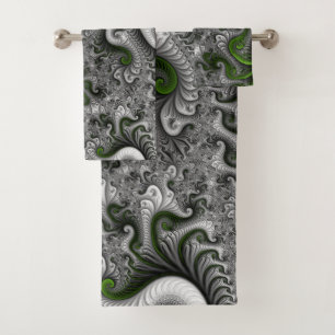Monde Fantastique Art Fractal Abstrait Vert Et Gri