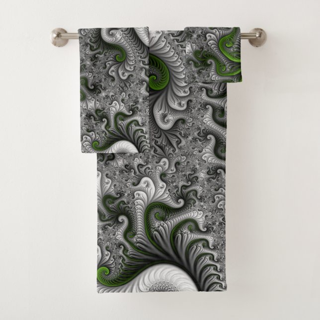 Monde Fantastique Art Fractal Abstrait Vert Et Gri (En situation)
