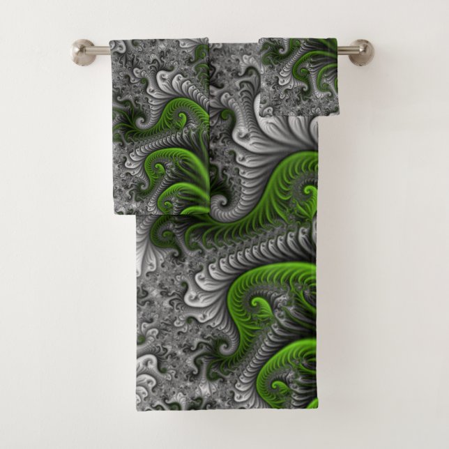 Monde Fantastique Art Fractal Abstrait Vert Et Gri (En situation)