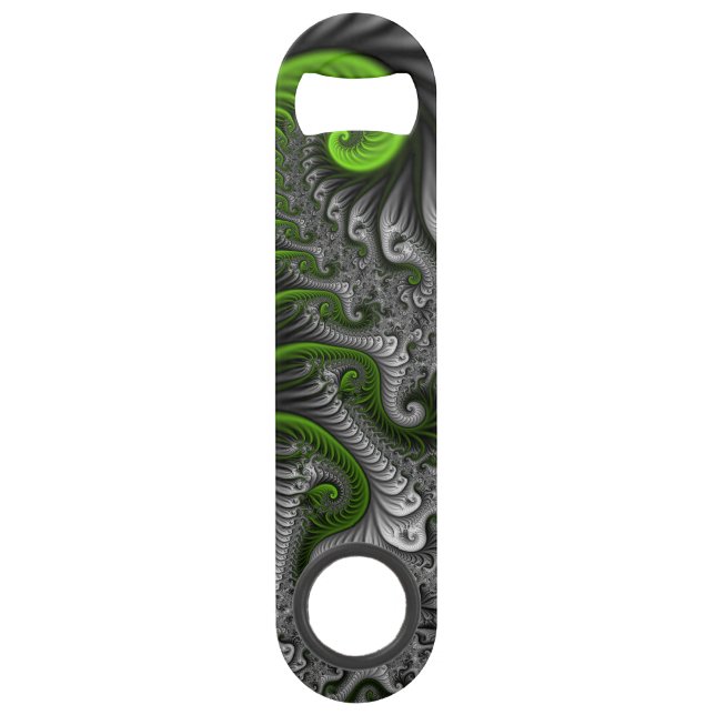 Monde Fantastique Art Fractal Abstrait Vert Et Gri (Devant)