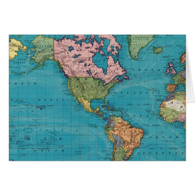 Monde, la projection de Mercator (Devant horizontal)
