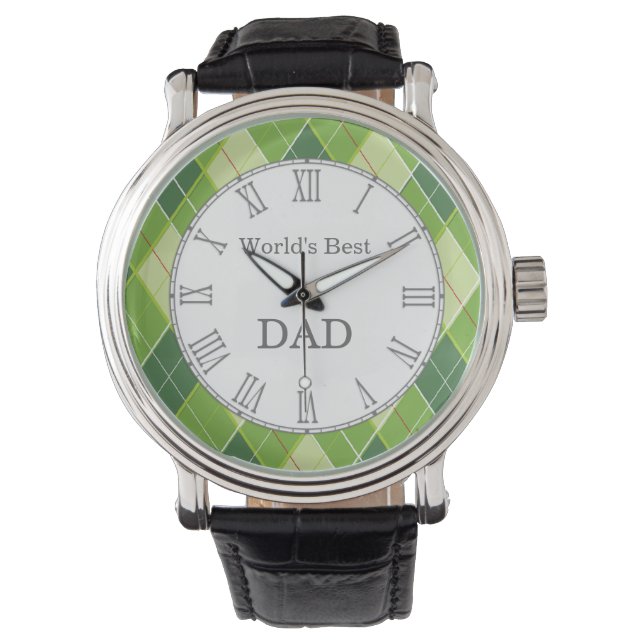 Monde meilleur papa Jacquard de golf style montre (devant)