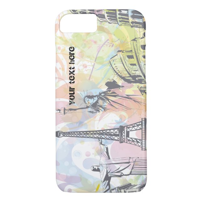 Monde monuments personnalisés iPhone 7 coque (Dos)