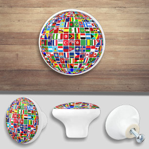 Monde Pays Drapeau Armoire Tiroir Bouton Tirer
