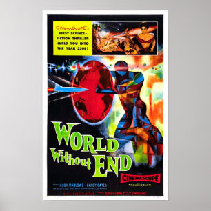 Monde sans affiche de film vintage de fin