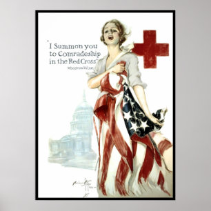 MONDIAL WAR 1 RED CROSS POSTER 1918
