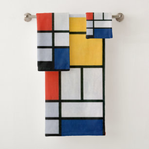 Mondrial Composition Rouge Jaune Bleu Noir