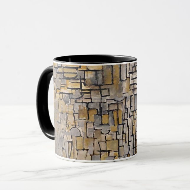 Mondrian Cubist Transition Art Morphing Mug (Devant gauche)