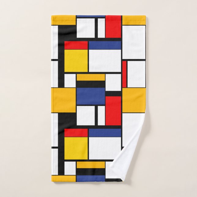 Mondrian géométrique Composition minimaliste moder (Serviette à main)